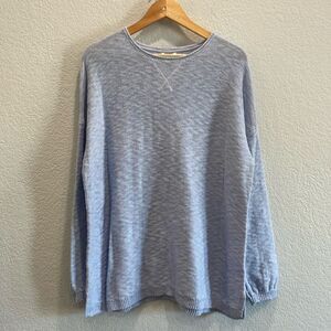 J. Jill Heathered Blue 100% Cotton Crew Neck Sweater Size Large
